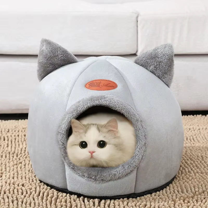 Cozy Winter Cat Bed & Small Dog House - Deep Sleep Comfort Tent Nest for Pets