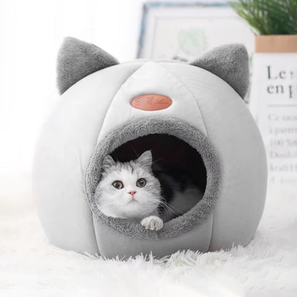 Cozy Winter Cat Bed & Small Dog House - Deep Sleep Comfort Tent Nest for Pets