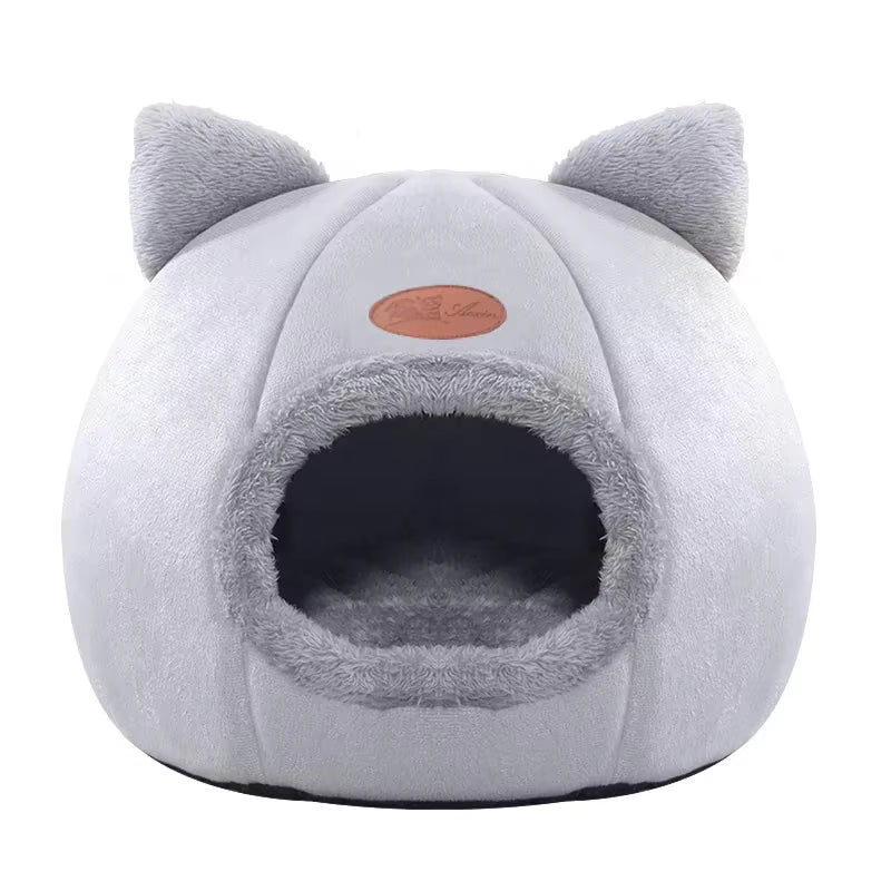Cozy Winter Cat Bed & Small Dog House - Deep Sleep Comfort Tent Nest for Pets